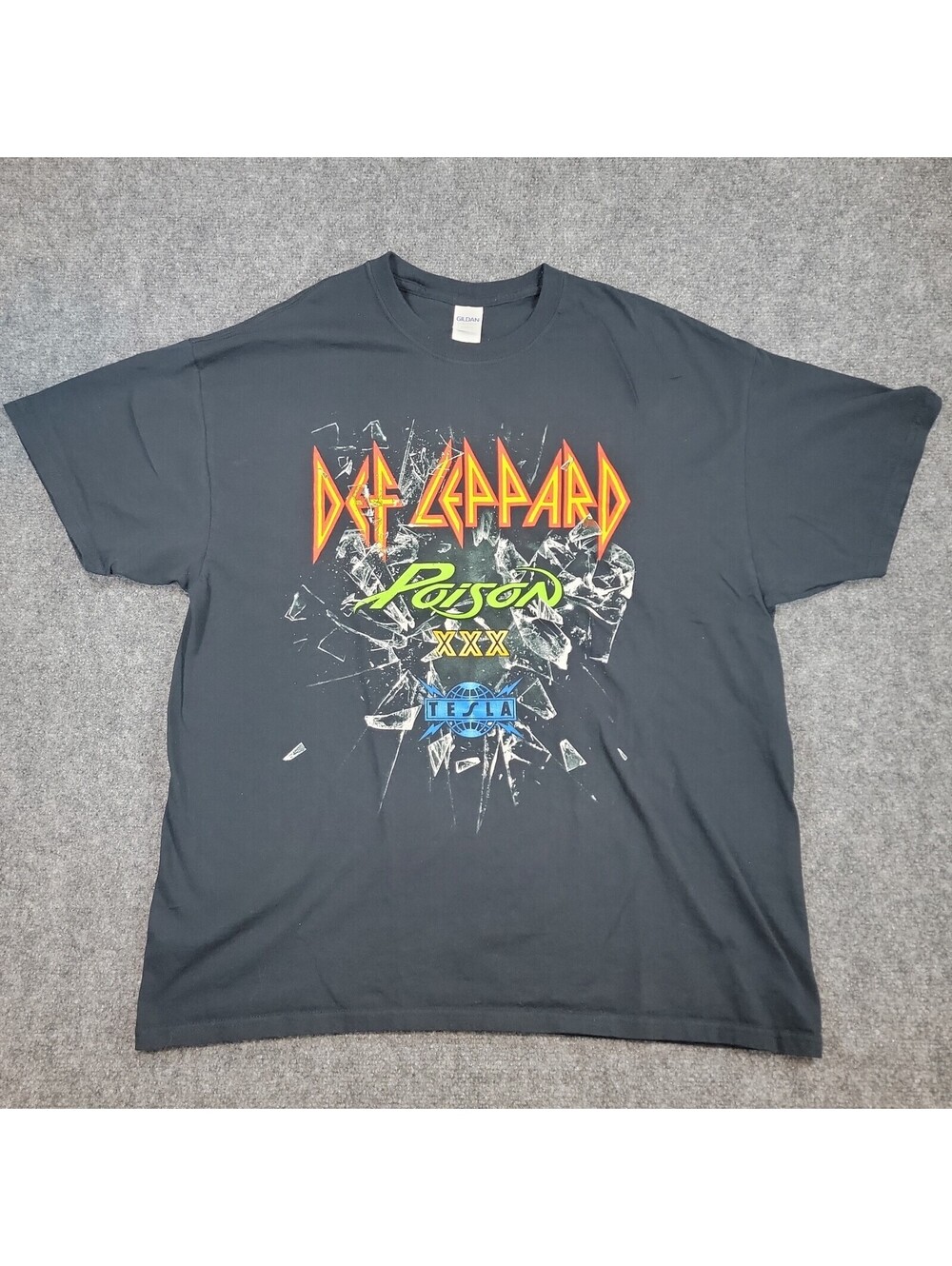 Def Leppard Poison Tesla 2017 Tour Shirt XL Black Heavy Cotton Band Concert 530